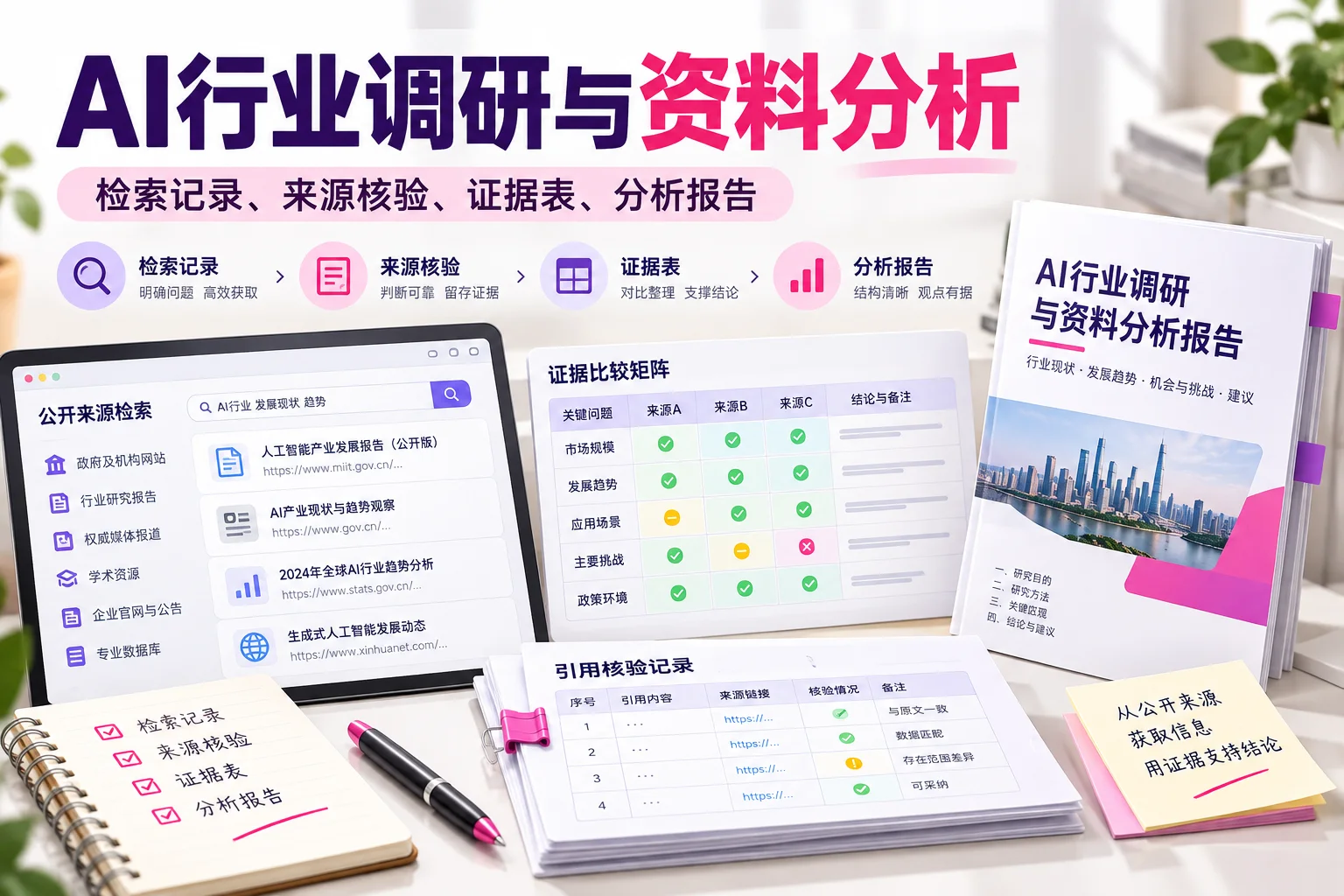 AI行业调研与资料分析教学作品示意